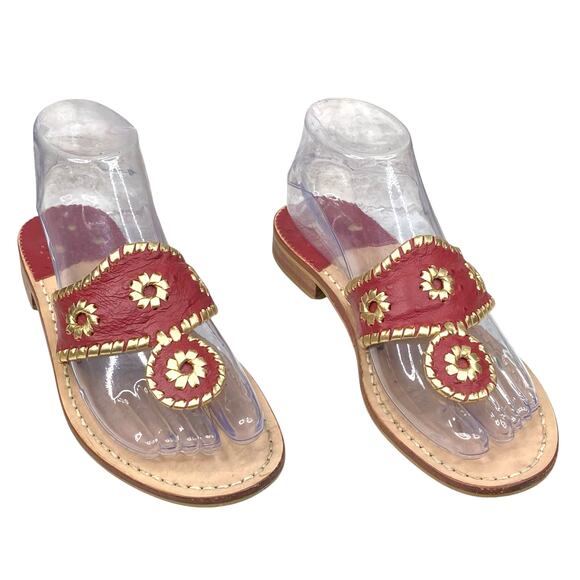 Jack Rogers Women’s Red Leather Slip On Thong Sandals Size US 6 - Picture 5 of 10